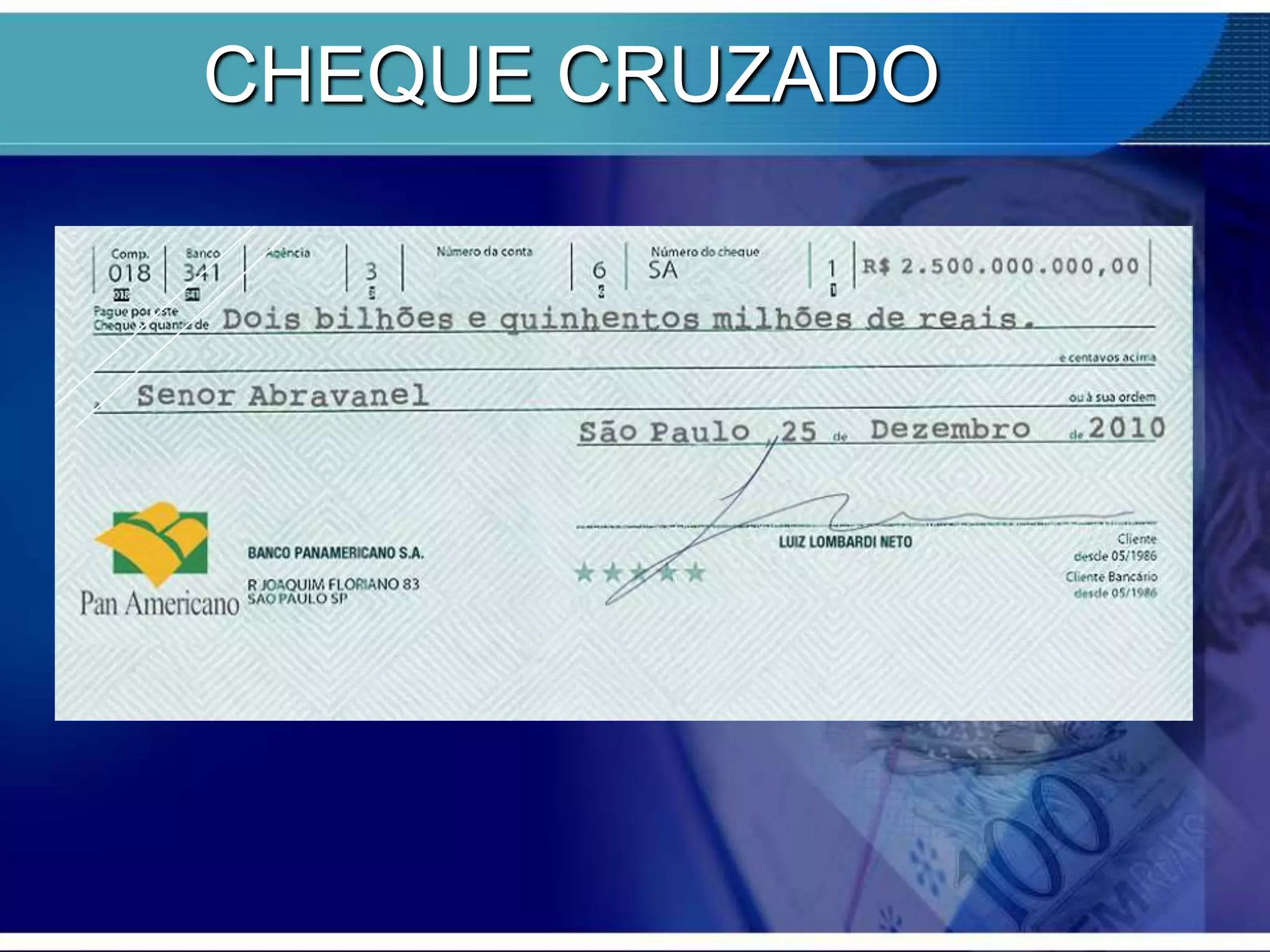 CHEQUE CRUZADO

 