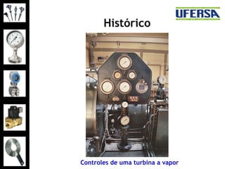 Histórico
Controles de uma turbina a vapor
 