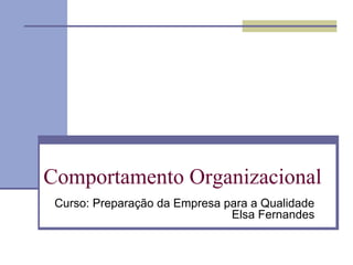 Comportamento Organizacional
Curso: Preparação da Empresa para a Qualidade
Elsa Fernandes

 