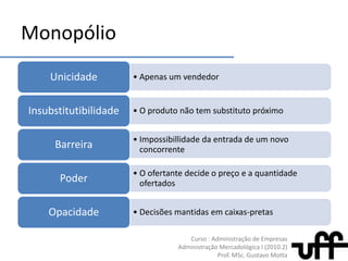 Preço baixoEstruturas de MercadoConcorrênciaPerfeitaMonopólioOligopóliosConcorrênciaMonopolística