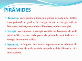 Fluxo de Energia nos Ecossistemas  A ENERGIA FLUI DE PRODUTORES PARA DECOMPOSITORESÞUNIDIRECIONAL