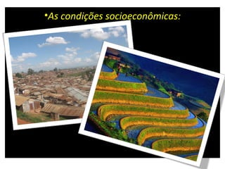 As condições socioeconômicas: 