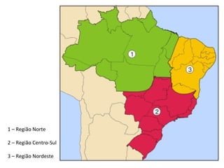 1 – Região Norte 2 – Região Centro-Sul 3 – Região Nordeste 