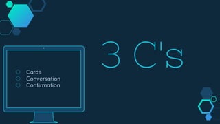 3 C's◇ Cards
◇ Conversation
◇ Confirmation
 