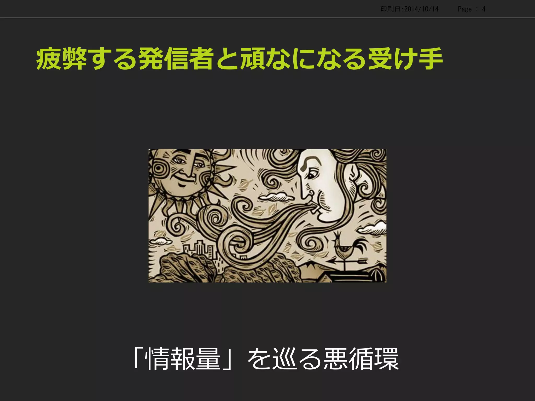 疲弊する発信者と頑なになる受け手 
印刷日：2014/10/14 Page : 4 
「情報量」を巡る悪循環  