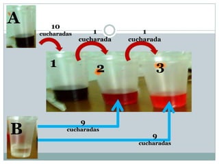 A
B
1 2 3
10
cucharadas 1
cucharada
1
cucharada
9
cucharadas
9
cucharadas
 
