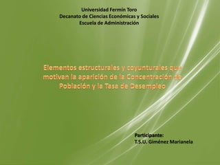 Universidad Fermín Toro
Decanato de Ciencias Económicas y Sociales
       Escuela de Administración




                               Participante:
                               T.S.U. Giménez Marianela
 