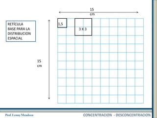 15
                                cm

RETÍCULA            1,5
BASE PARA LA              3X3
DISTRIBUCION
ESPACIAL




               15
               cm
 