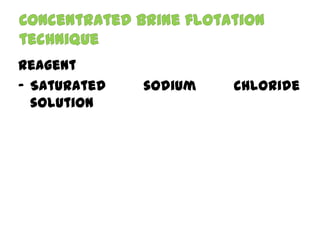 Reagent
- Saturated
solution

sodium

chloride

 