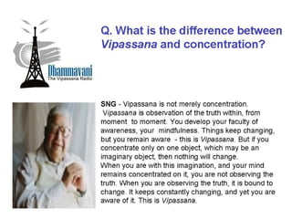 Difference between Concentration & Vipassana