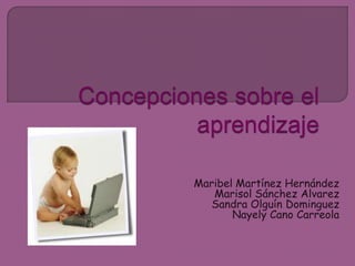 Concepciones sobre el aprendizaje  Maribel Martínez Hernández Marisol Sánchez Alvarez Sandra Olguín Dominguez Nayely Cano Carreola 