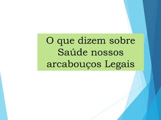 O que dizem sobre
Saúde nossos
arcabouços Legais
 