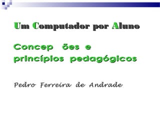 Um Computador por Aluno

Concepções e
princípios pedagógicos

Pedro Ferreira de Andrade
 