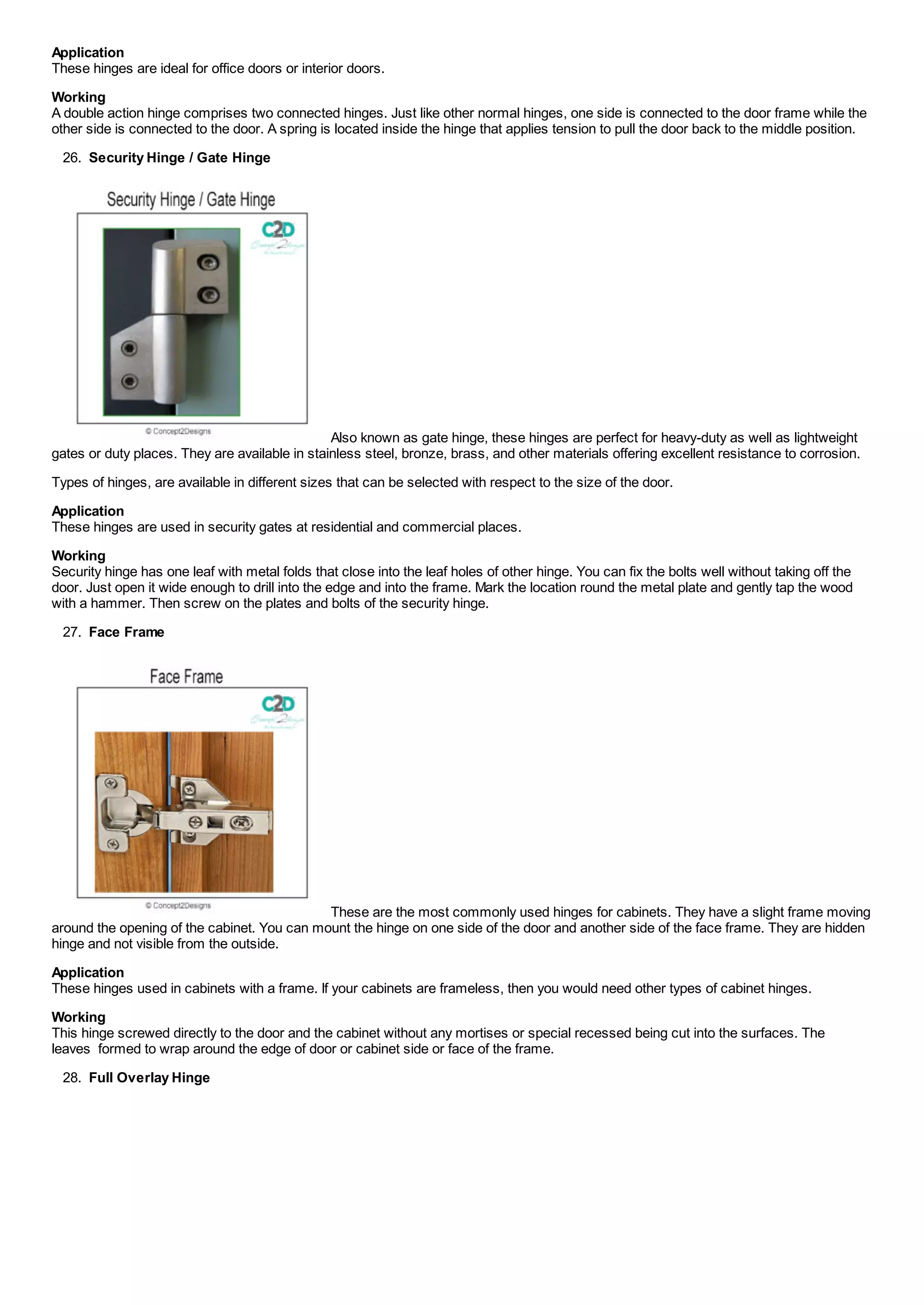 TYPES OF HINGES – HOW TO PICK THE PERFECT HINGES FOR DOOR OR CABINET? | PDF