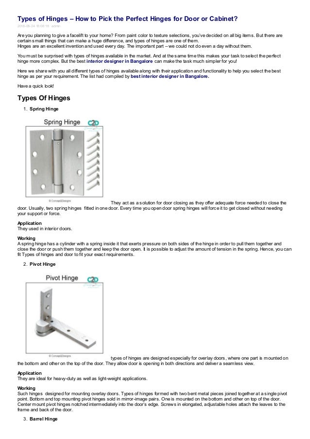 Types Of Hinges How To Pick The Perfect Hinges For Door Or