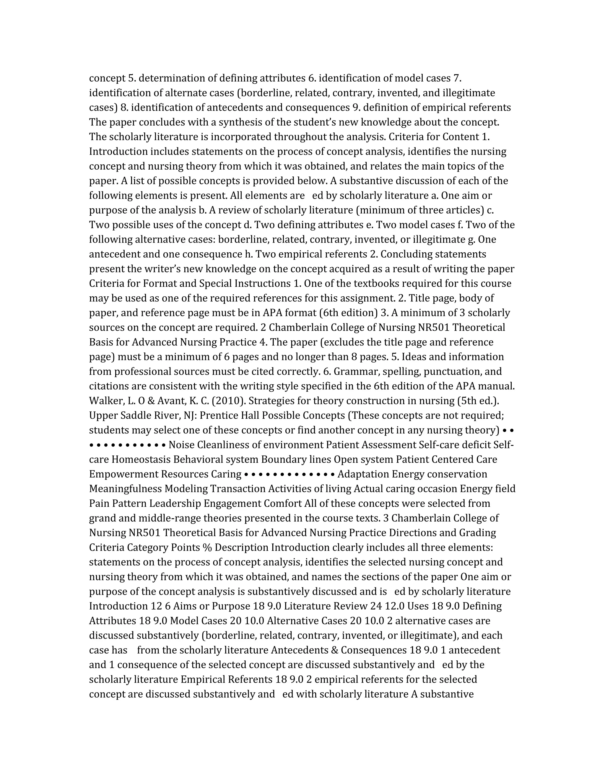 Concept Analysis Guidelines Scoring Pdf