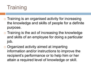 Concept and importance of training | PPTX | Vocational Training | Careers