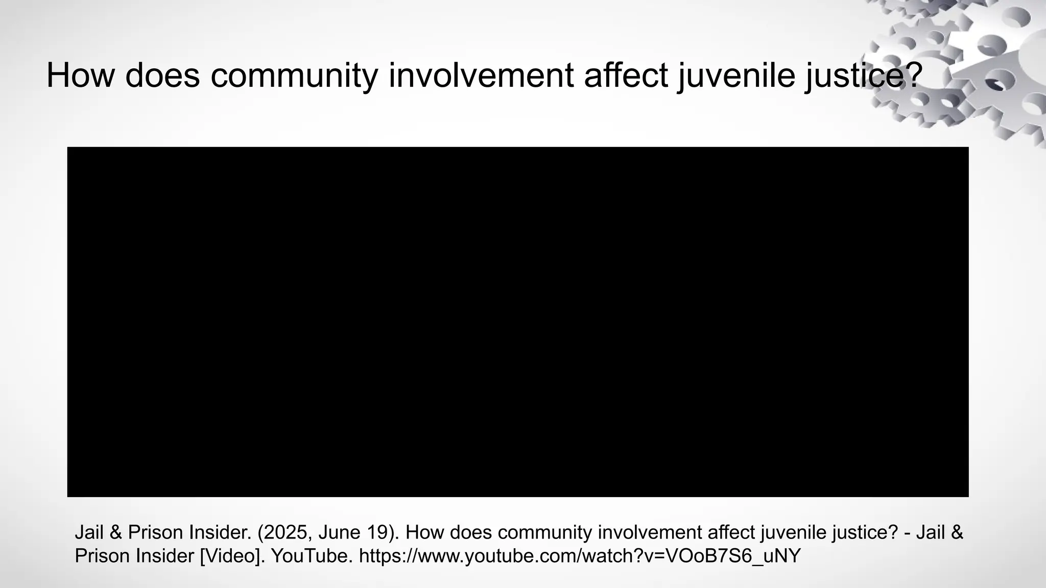 How does community involvement affect juvenile justice?
Jail & Prison Insider. (2025, June 19). How does community involvement affect juvenile justice? - Jail &
Prison Insider [Video]. YouTube. https://www.youtube.com/watch?v=VOoB7S6_uNY
 