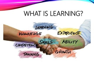 WHAT IS LEARNING?
 