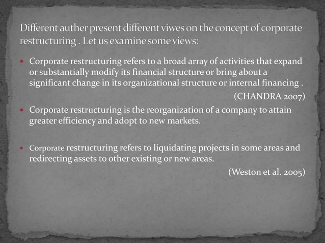 Concept and reasons of corporate restructuring | PPTX | Business ...