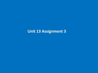 Unit 13 Assignment 3
 
