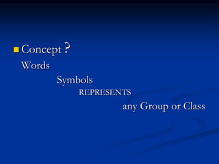  Concept ?
Words
Symbols
REPRESENTS
any Group or Class
‘
 