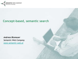 Concept-based, semantic search




Andreas Blumauer
Semantic Web Company
www.semantic-web.at




                  © Semantic Web Company – http://www.semantic-web.at/   1
 