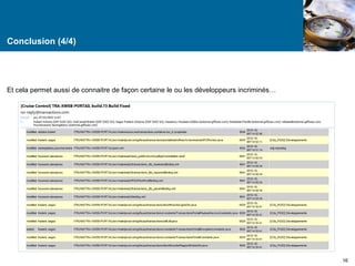 Conclusion (4/4) 
16 
Et cela permet aussi de connaitre de façon certaine le ou les développeurs incriminés… 
 