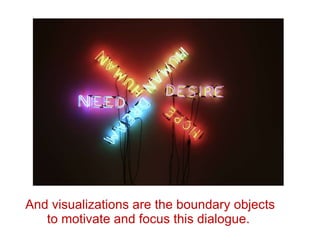 And visualizations are the boundary objects to motivate and focus this dialogue.  