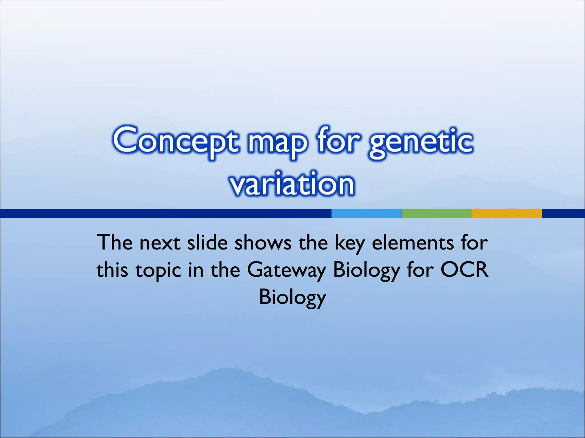 The next slide shows the key elements for
this topic in the Gateway Biology for OCR
Biology