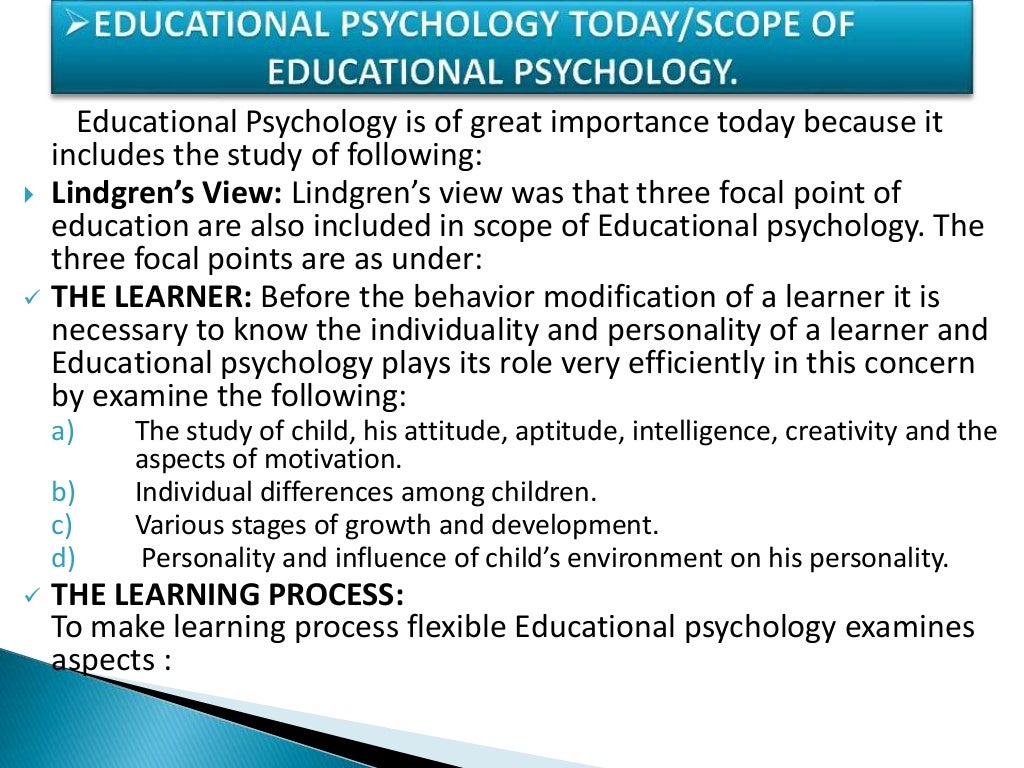 Concept Meaning Of Educational Psychology