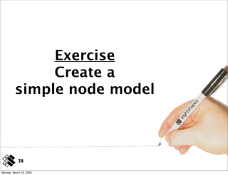 Exercise
              Create a
         simple node model



            29

Monday, March 23, 2009
 