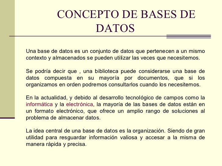 Concepto de bases de datos