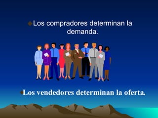 Los compradores determinan la demanda . Los vendedores determinan la oferta . 