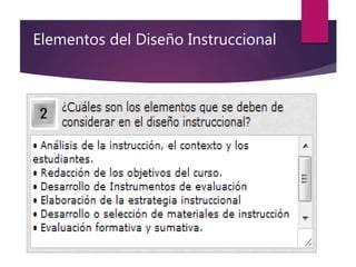 Elementos del Diseño Instruccional
 