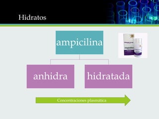 Hidratos

ampicilina

anhidra

hidratada

Concentraciones plasmática

 