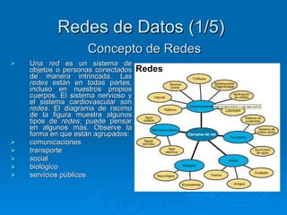 Redes de Datos (1/5)  <ul><li>Una  red  es un sistema de objetos o personas conectados de manera intrincada. Las  redes  e...