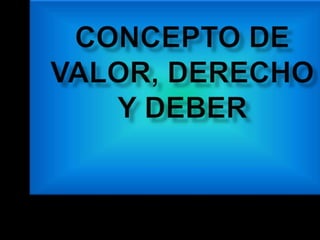 CONCEPTO DE VALOR, DERECHO Y DEBER 