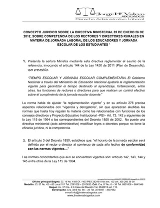 Concepto directiva ministerial 02 de 2012
