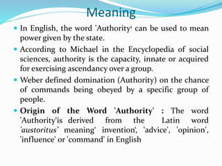 Concept of authority | PPTX