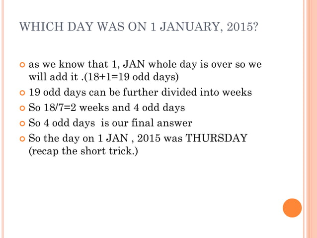Concept of calendar reasoning