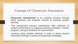 Concept of classroom assessment by Dr. Shazia Zamir | PPTX