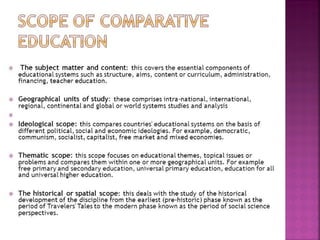 concept of comparative education: purpose, meaning, and scope | PPTX