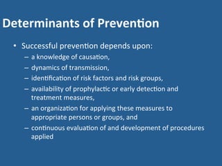Concept of control and prevention