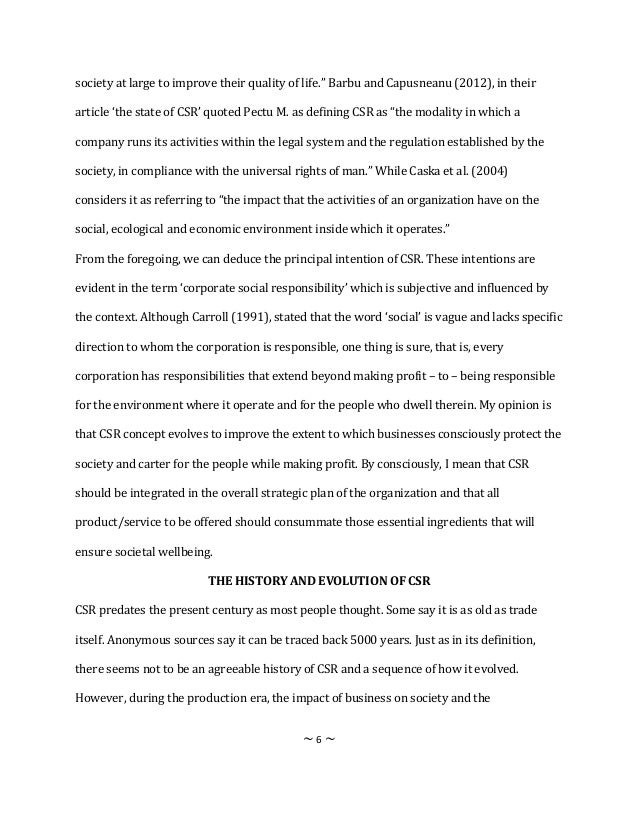 Concept Of Csr And Real Life Application