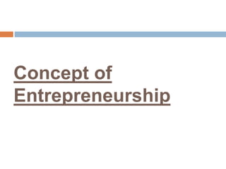 Concept of
Entrepreneurship
 