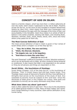 Concept of God in Major Religions | PDF