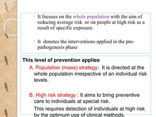 Tertiary prevention
It is defined as “ all measures available to reduce or
limit impairments and disabilities, minimize
su...