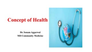 Concept of Health
Dr. Sonam Aggarwal
MD Community Medicine
 