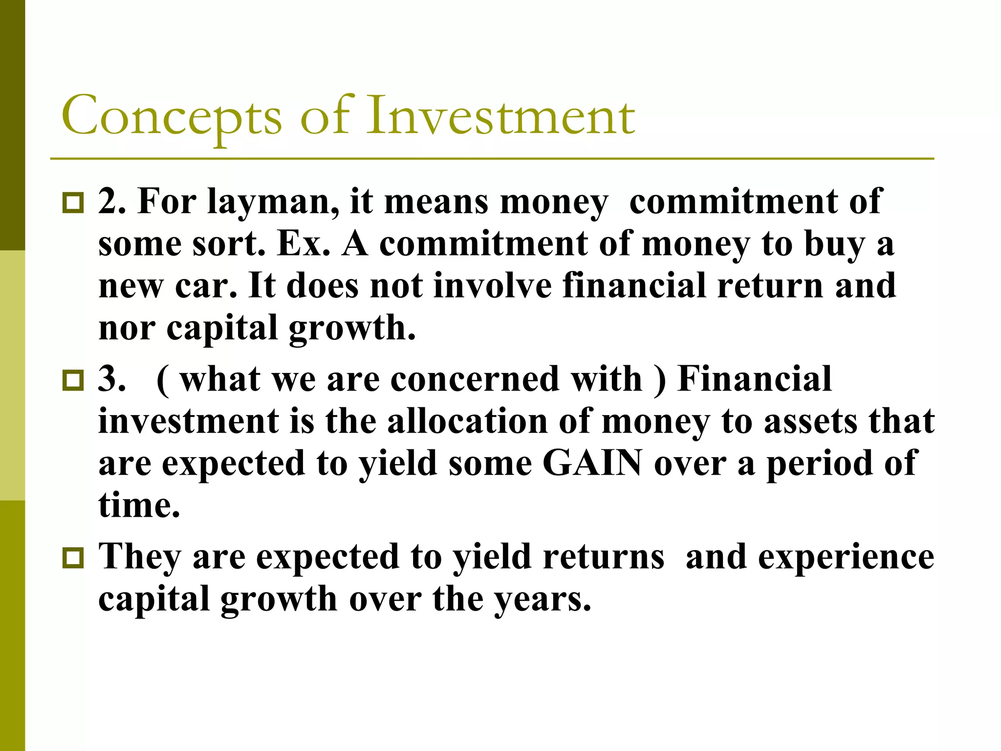 Concept of Investment | PPT